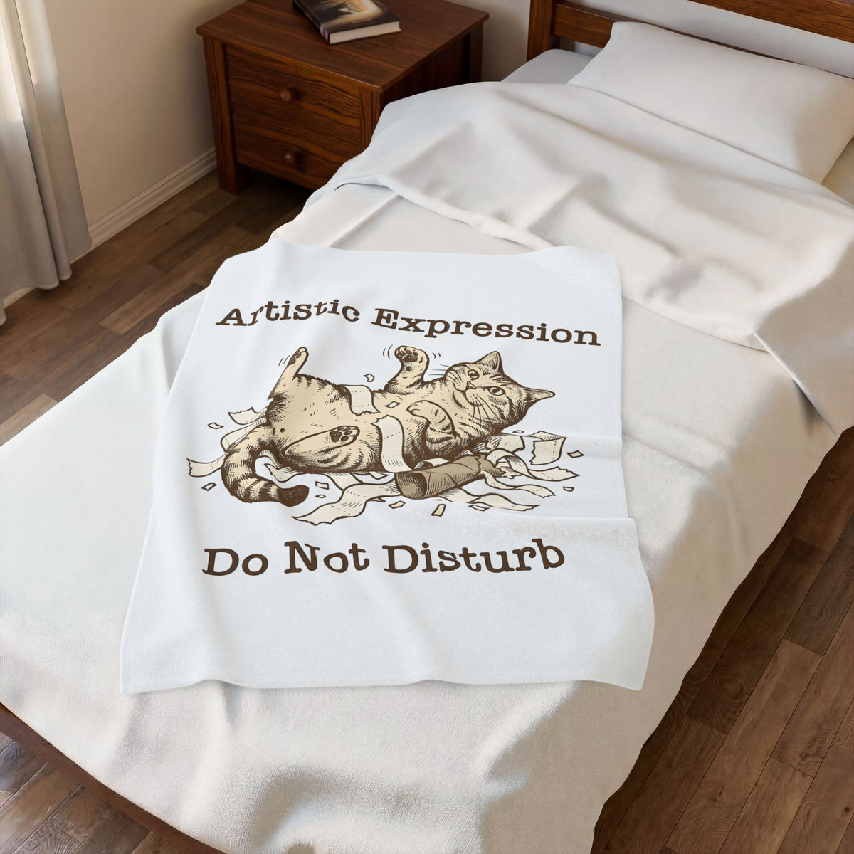 Funny Cat Blanket Cat Joke Gift Women Cartoon Blanket Kitten Blanket Feline Fan Cartoonish Blanket Pun Graphic Hand Drawn Paper Towel Blanket