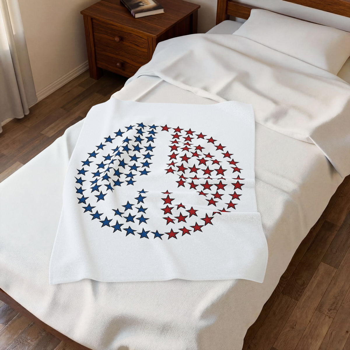 Peace Sign Stars Blanket 4th Of July Calm Gift Women Independence Blanket Star Symbol Blanket Patriot Fan Retro Blanket Serene Graphic Throwback