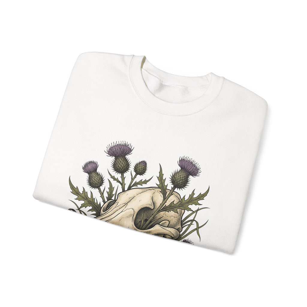 Animal Skull Sweatshirt Animals & Flowers Spooky Gift Women Sketch Sweatshirt Cranium Sweatshirt Wildlife Fan Illustration Graphic Sweatshirt Hand Drawn