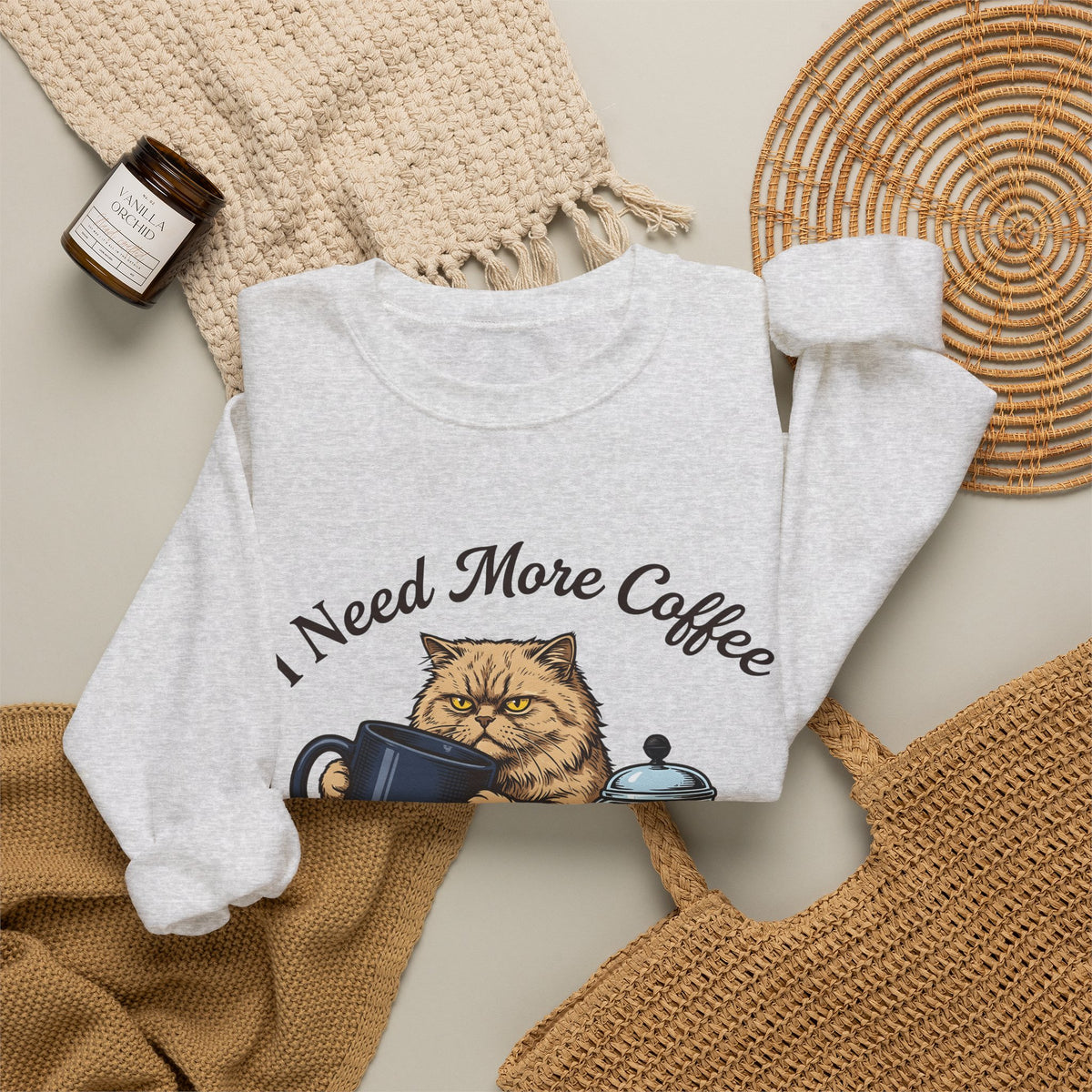 Cranky Cat Sweatshirt Cat Latte Gift Women Old School Sweatshirt Grumpy Cat Sweatshirt Cat Fan Feline Sweatshirt Coffee Graphic Doodle Sweatshirt Sweatshirt