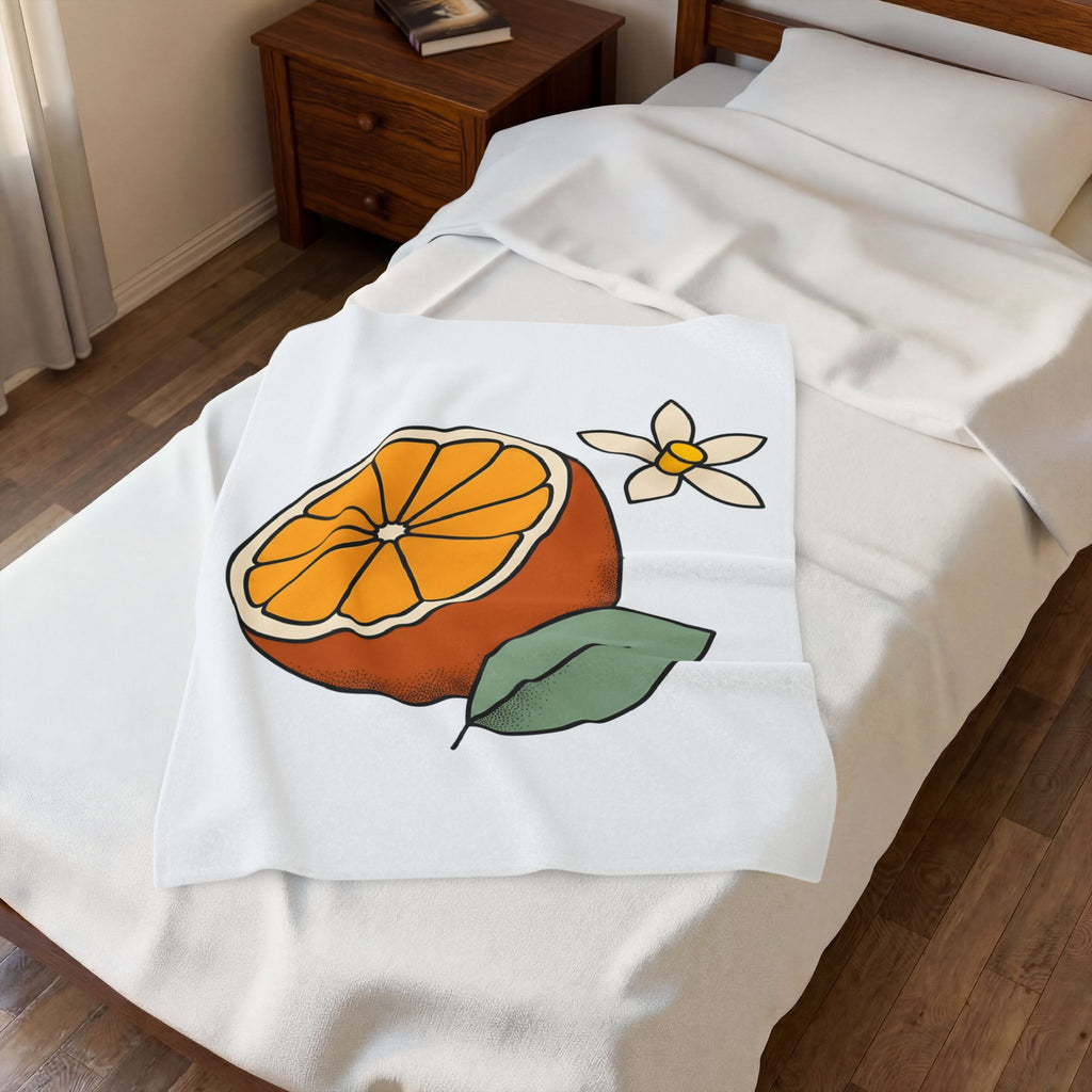 Tangerine Segment Blanket Boho Chic Gardening Gift Women Modern Blanket Mandarin Blanket Bohemian Fan Contemporary Blanket Gardener Graphic Classic