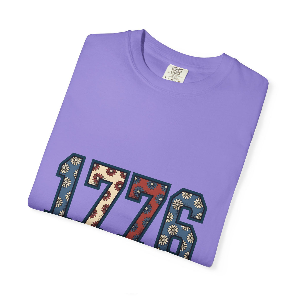 Floral Numerals T-Shirt 4th Of July Freedom Gift Women Vintage T-Shirt Number T-Shirt Independence Fan Distressed Graphic T-Shirt Retro Daisy