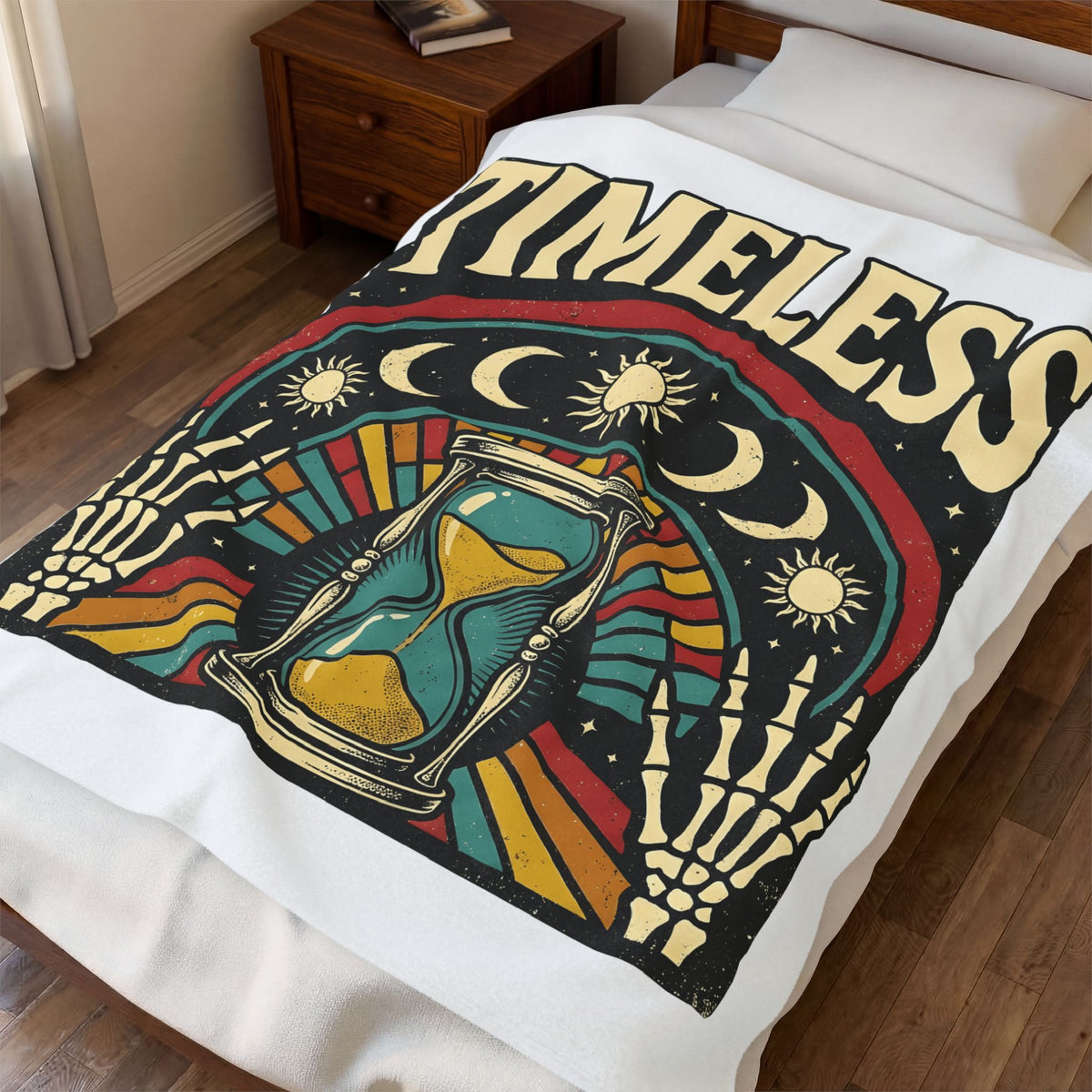 Skull Hourglass Blanket Boho Chic Astrology Gift Women Trippy Blanket Death Symbol Blanket Hippie Fan Psychedelic Blanket Zodiac Graphic Retro