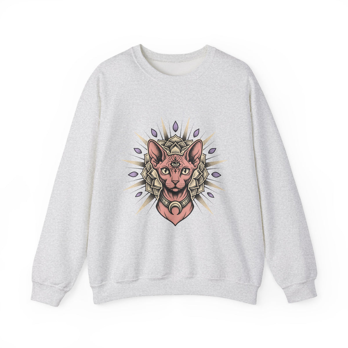 Sphynx Pet Sweatshirt Cat Meditation Gift Women Tribal Sweatshirt Hairless Cat Sweatshirt Cat Fan Tribalism Sweatshirt Mindfulness Graphic Etched Circle Design