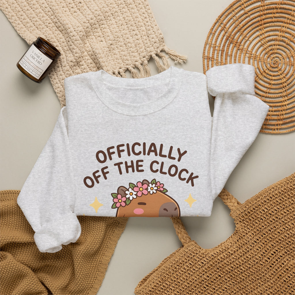 Capybara Coffee Sweatshirt Nurses Animal Gift Women Cute Sweatshirt Coffee Sweatshirt Nurse Enthusiast Adorable Sweatshirt Wildlife Graphic Cartoon Daisies