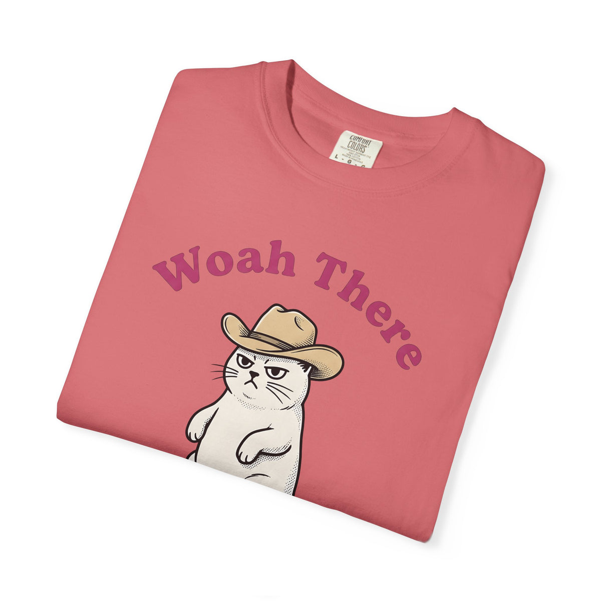 Cowboy Feline T-Shirt Funny Critter Gift Women Hand Drawn T-Shirt Cat T-Shirt Humor Fan Illustrated T-Shirt Animal Graphic Classic Headwear T-Shirt