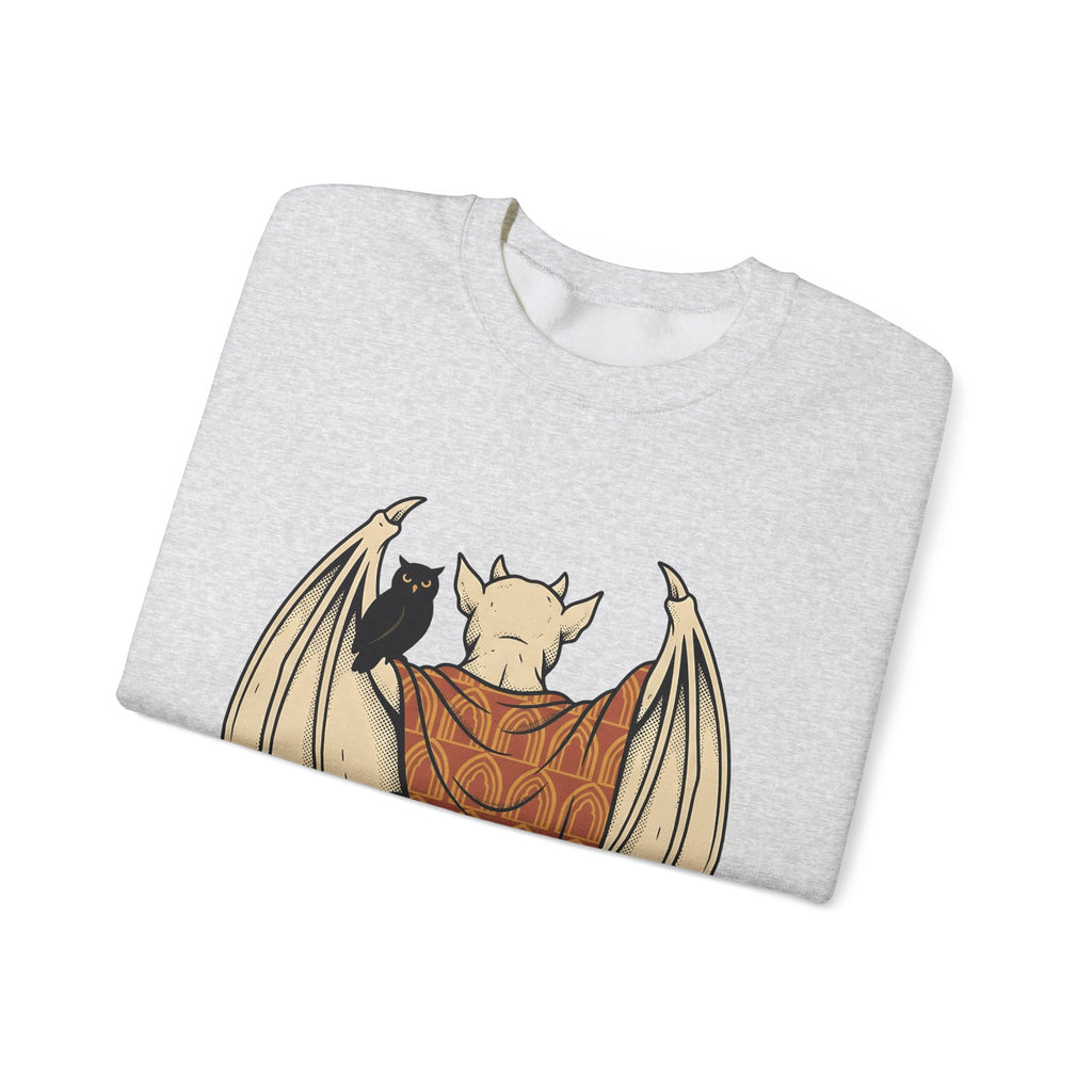 Bat Sculpture Sweatshirt Halloween Ghost Gift Women Mysterious Sweatshirt Statue Sweatshirt Horror Fan Dark Art Sweatshirt Specter Graphic Classic Night Bird
