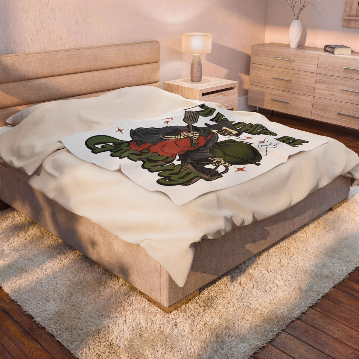 Skull Cook Blanket Grilling Joke Gift Women Comic Blanket Skeleton Blanket Barbecue Fan Cartoon Blanket Pun Graphic Retro Barbeque Blanket