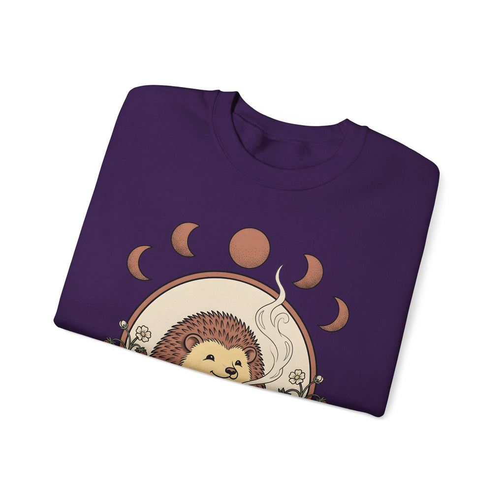 Porcupine Coffee Sweatshirt Cute Wildlife Gift Women Chibi Sweatshirt Coffee Sweatshirt Kawaii Fan Cartoon Sweatshirt Animal Graphic Hand Drawn Strawberry