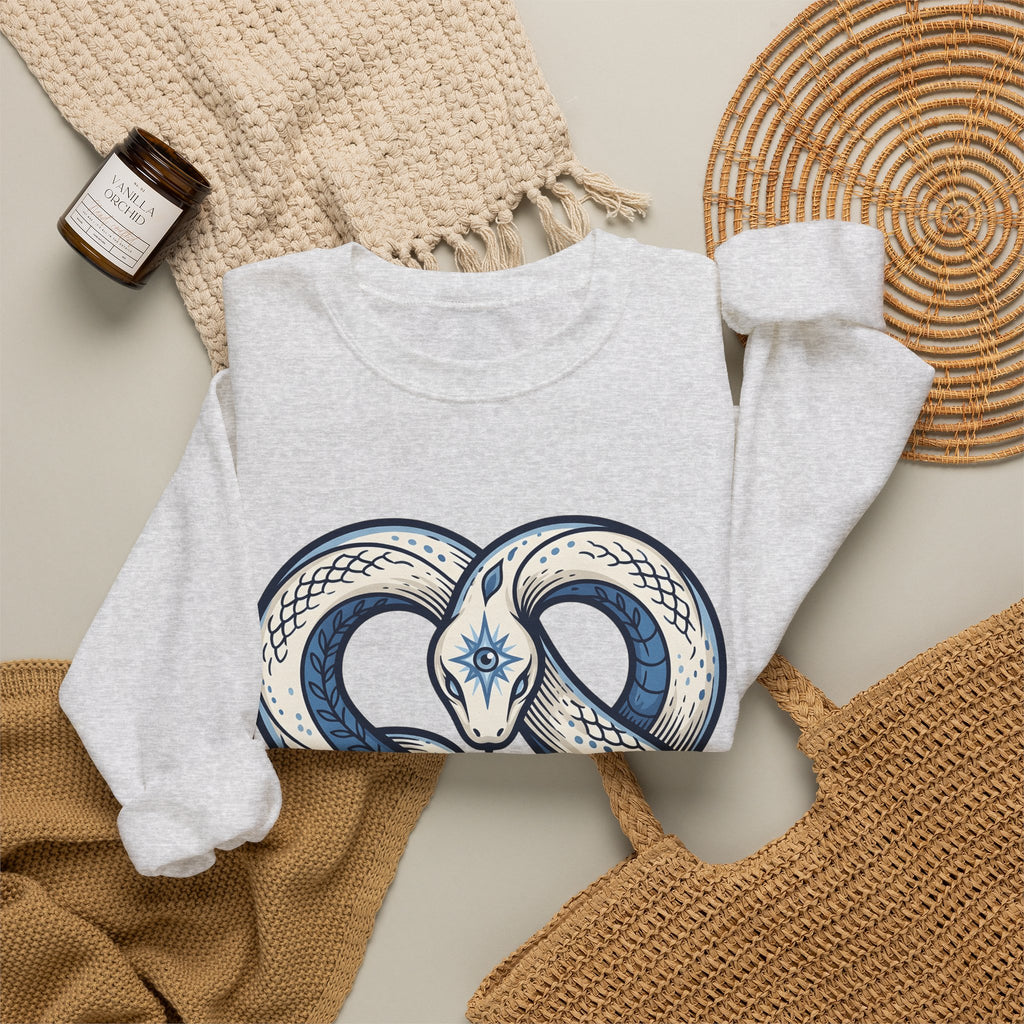 Magical Serpent Sweatshirt Boho Chic Mysticism Gift Women Primitive Sweatshirt Snake Sweatshirt Bohemian Fan Naive Sweatshirt Occult Graphic Body Art All