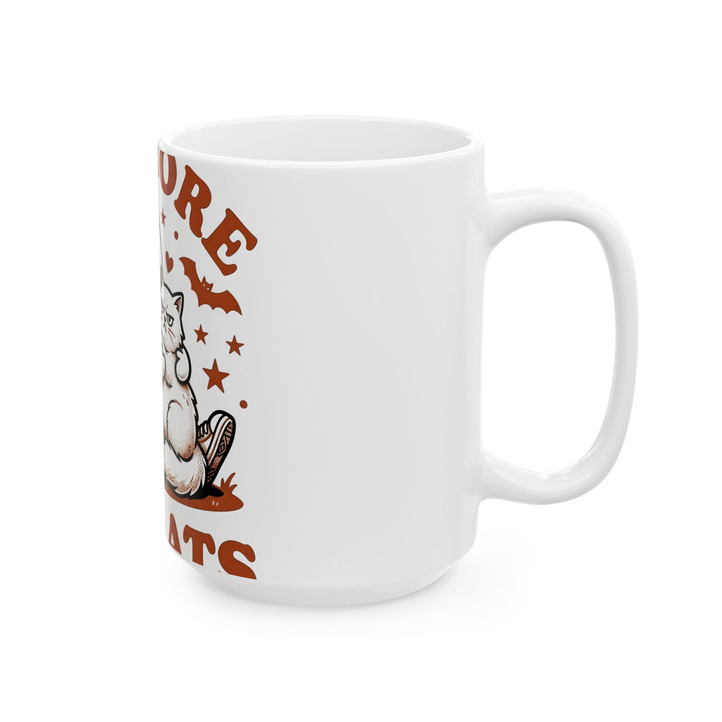 Spooky Cat Mug Halloween Animals Gift Women Comic Mug Cat Mug Horror Fan Cartoon Mug Creature Graphic Retro Flying Bats Mug