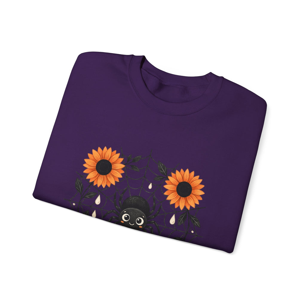 Spider Web Sunflower Sweatshirt Boho Chic Autumn Gift Women Cartoon Sweatshirt Sunflower Sweatshirt Hippie Fan Comic Sweatshirt Fall Graphic Doodle Petal