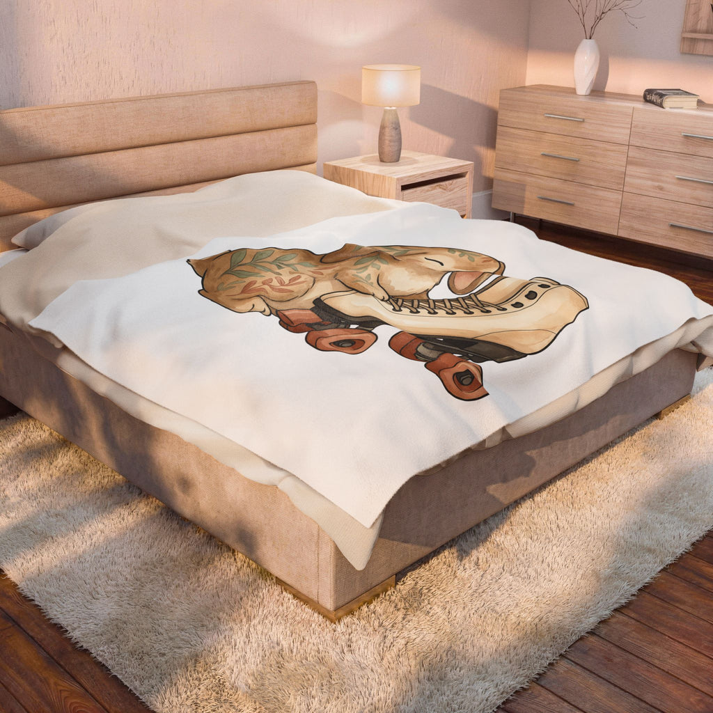 Bunny Skate Sports Fauna Gift Adorable Rabbit Skate Athlete Fan Wildlife Cute Brushstroke Blanket