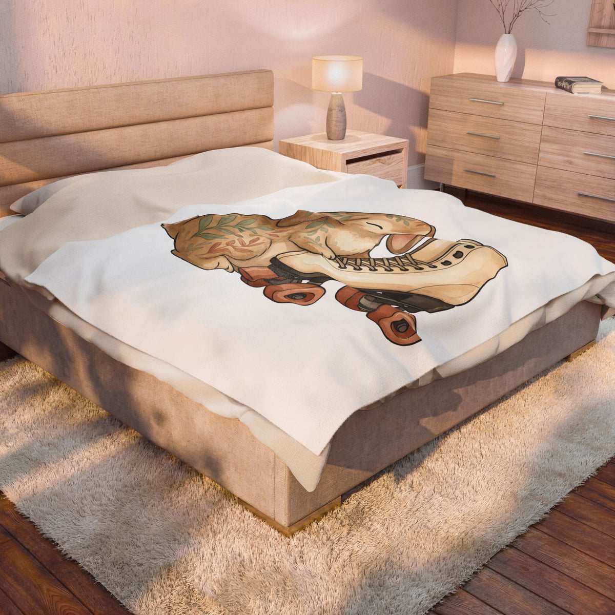 Bunny Skate Sports Fauna Gift Adorable Rabbit Skate Athlete Fan Wildlife Cute Brushstroke Blanket