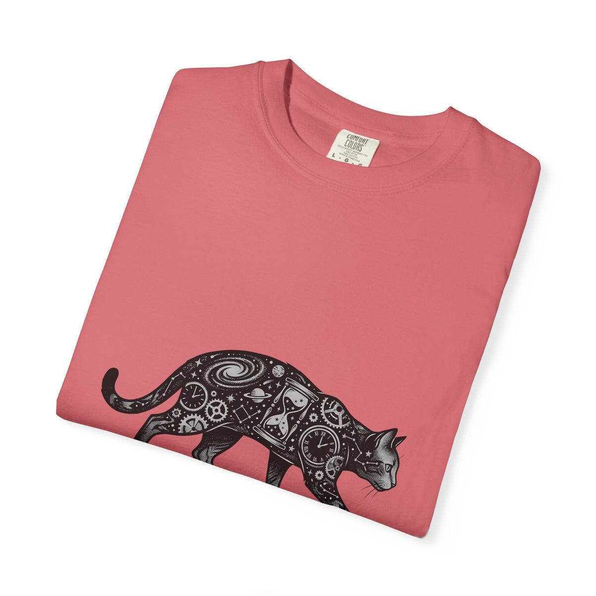 Cosmic Cat T-Shirt Cat Steampunk Gift Women Tattoo Style T-Shirt Kitty T-Shirt Cat Fan Traditional T-Shirt Steampunk Graphic Vintage Gears T-Shirt