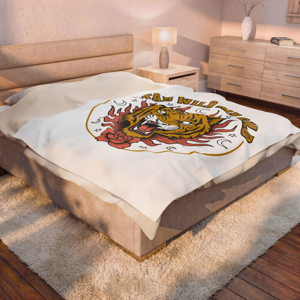 Tiger Head Blanket Boho Chic Animal Gift Women Psychedelic Blanket Tiger Blanket Hippie Fan Tribal Graphic Vintage Rose Blanket
