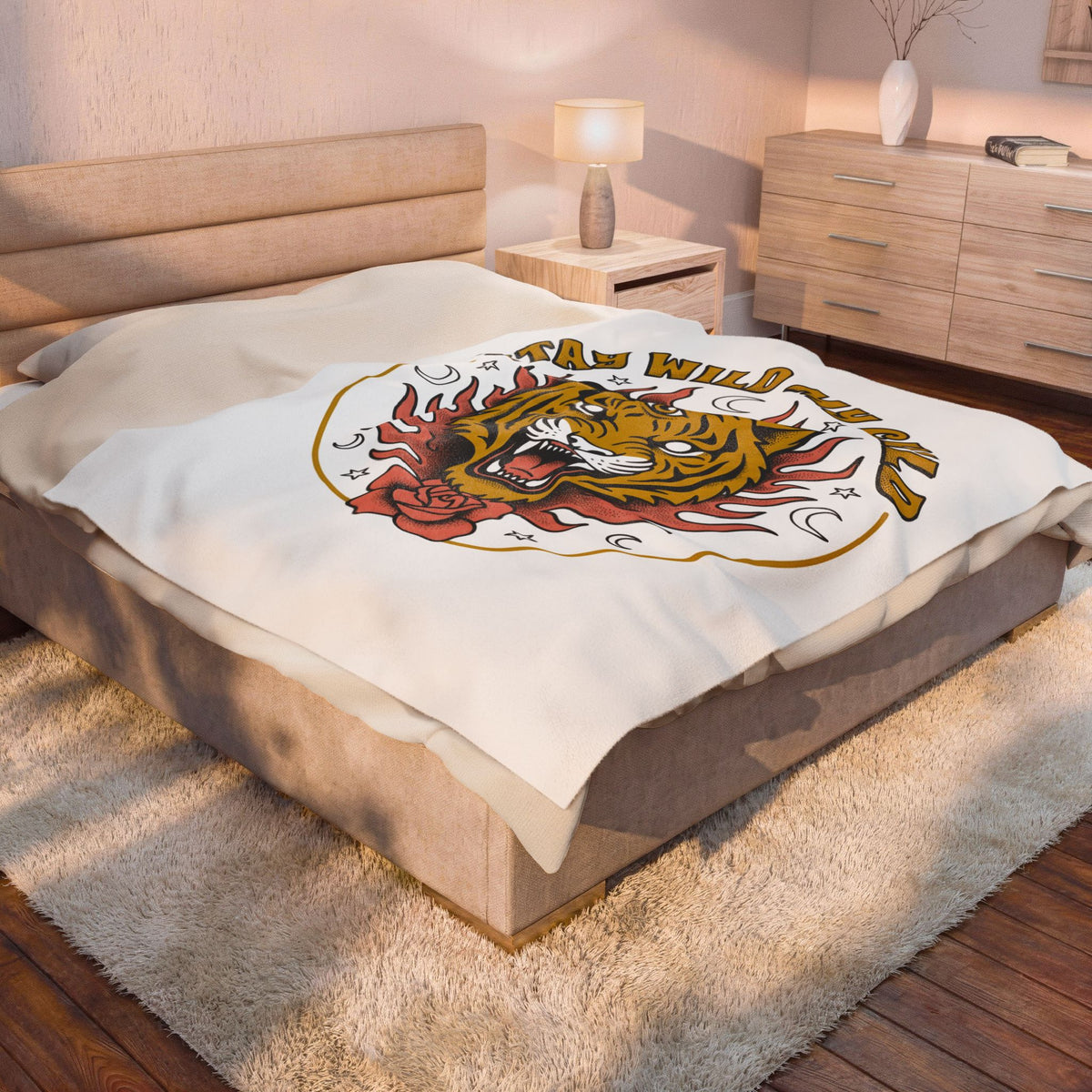 Tiger Head Blanket Boho Chic Animal Gift Women Psychedelic Blanket Tiger Blanket Hippie Fan Tribal Graphic Vintage Rose Blanket