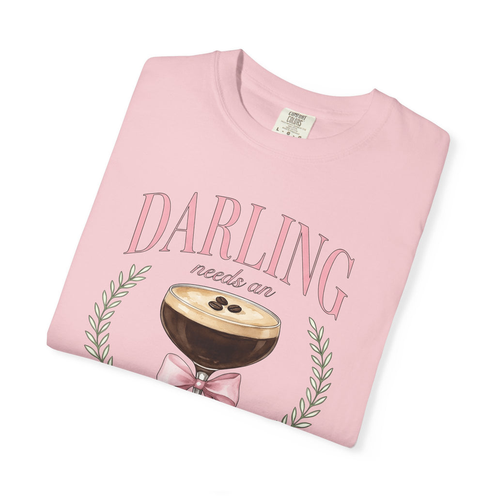 Espresso Martini T-Shirt Coffee Cocktail Gift Women Watercolor T-Shirt Martini T-Shirt Coffee Fan Cocktail Design T-Shirt Hand Drawn Pink Bow