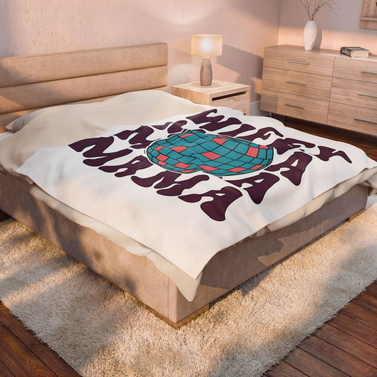 Disco Ball Blanket Moms Party Gift Women Retro Blanket Mirror Ball Blanket Motherhood Fan Retro Style Blanket Celebration Graphic Vintage Bold