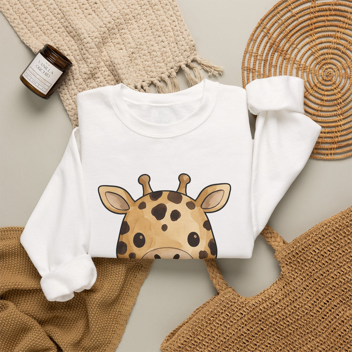 Giraffe Illustration Sweatshirt Moms Jungle Gift Women Paint Sweatshirt Giraffe Sweatshirt Mom Fan Watercolor Sweatshirt Tropical Graphic Charming Wildlife