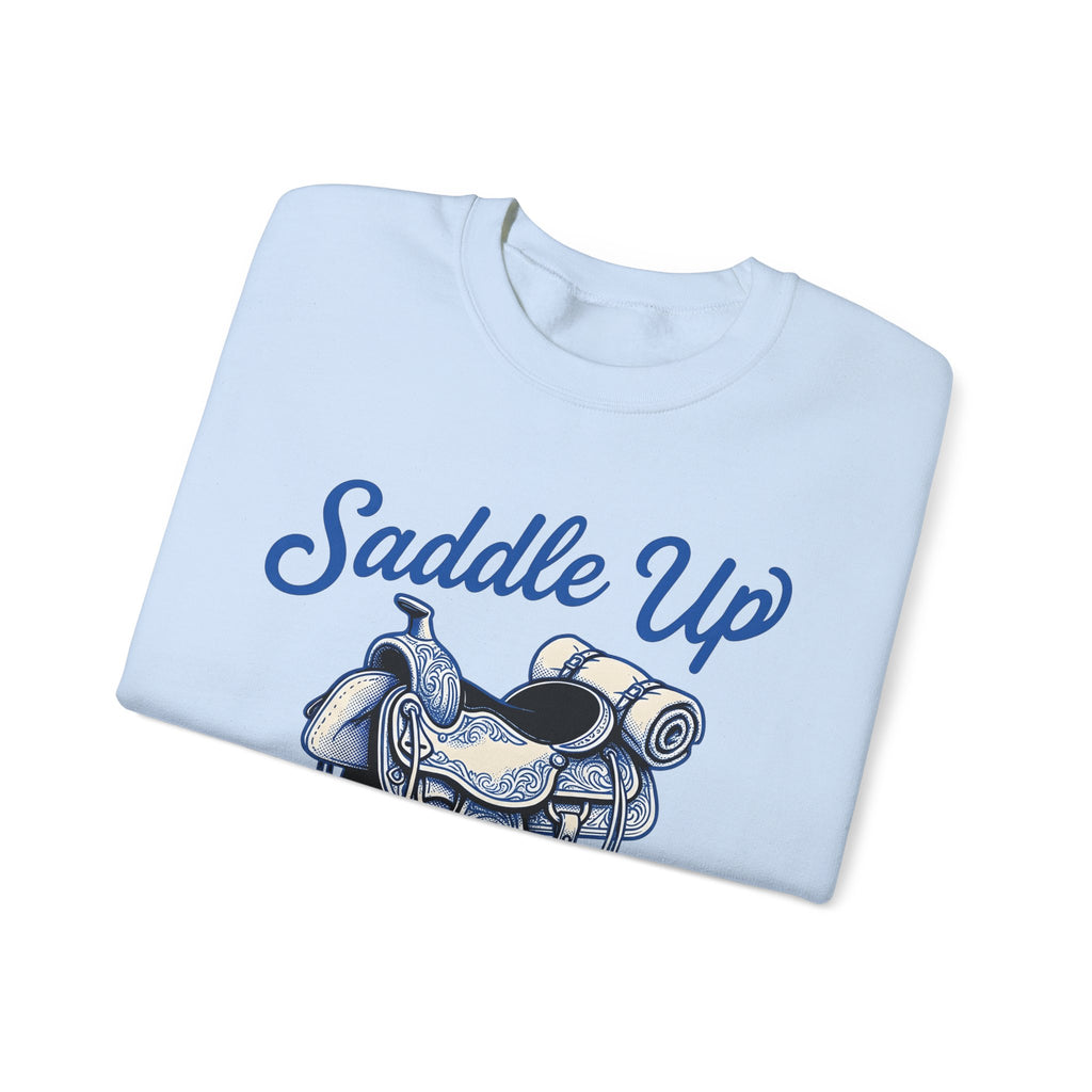 Western Saddle Cowgirl Western Gift Vintage Saddle Cowboy Fan Rodeo Country Hand Drawn Bedroll Sweatshirt