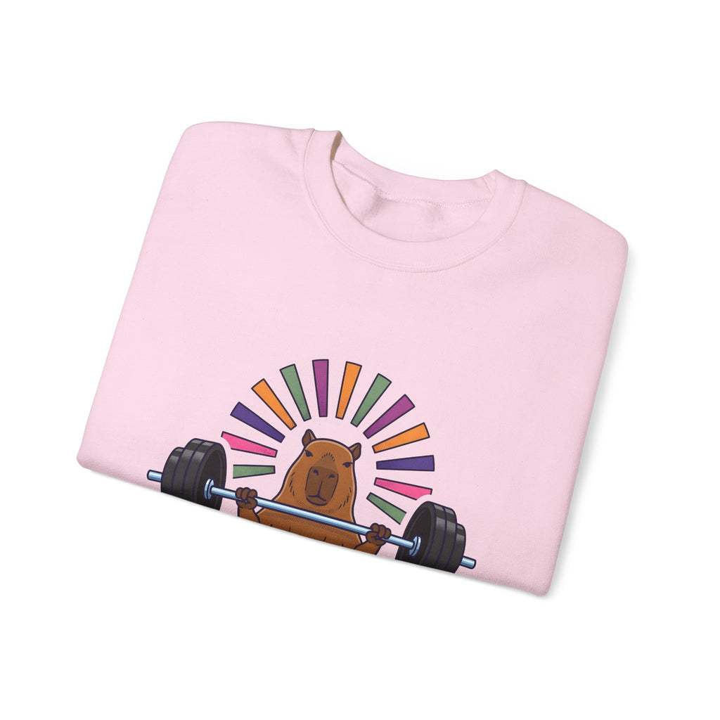 Capybara Gym Training Sweatshirt Sports Pets Gift Women Hand Drawn Sweatshirt Rodent Sweatshirt Athlete Enthusiast Illustrated Pet Graphic Classic Rainbow