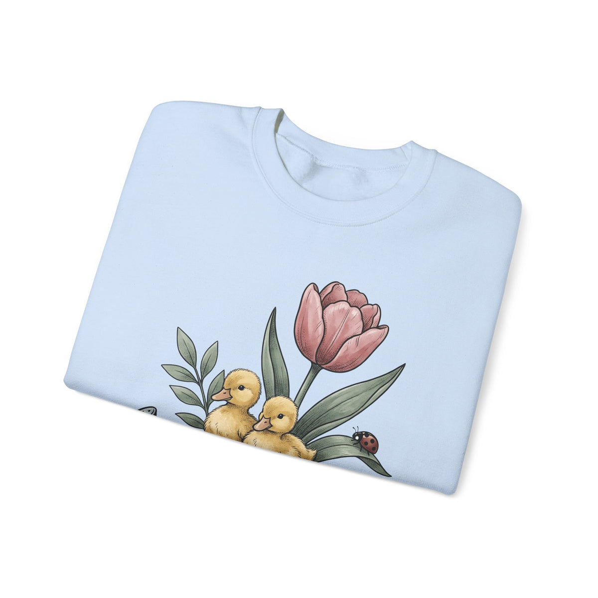 Baby Ducks Watering Pot Sweatshirt Easter Garden Gift Women Sketch Sweatshirt Duckling Sweatshirt Spring Fan Doodle Sweatshirt Gardening Graphic Retro Flower
