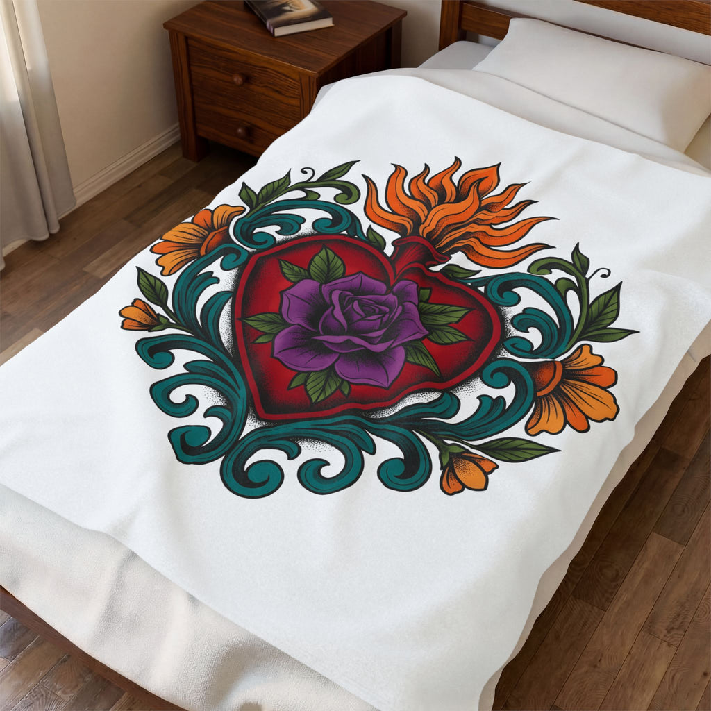 Love Blossom Boho Chic Bloom Gift Ink Flower T Blanket