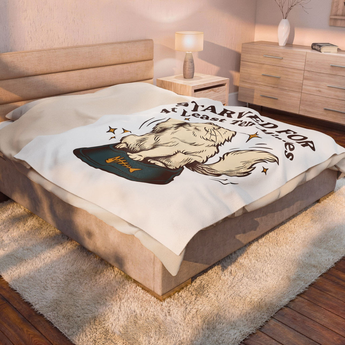 Persian Cat Cat Humor Gift Hand Drawn Cat Feline Fan Illustrated Vintage Food Bowl Blanket