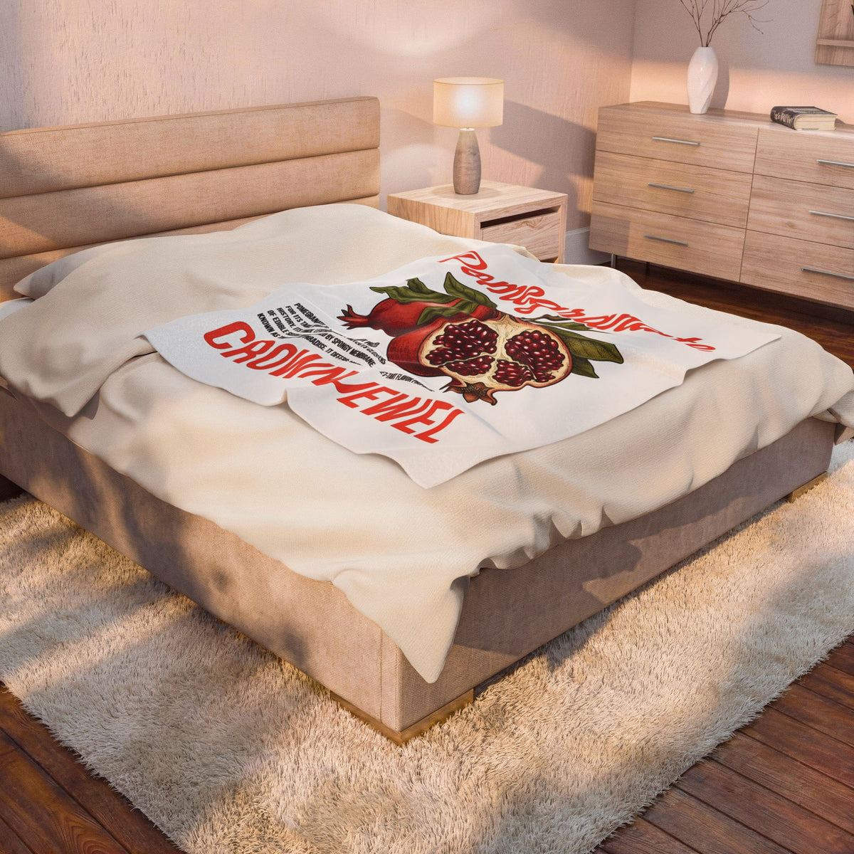 Pomegranate Fruit Blanket Fruit Gourmet Gift Women Hand Drawn Blanket Punica Blanket Fruit Fan Illustrated Blanket Epicure Graphic Sketch Leaf