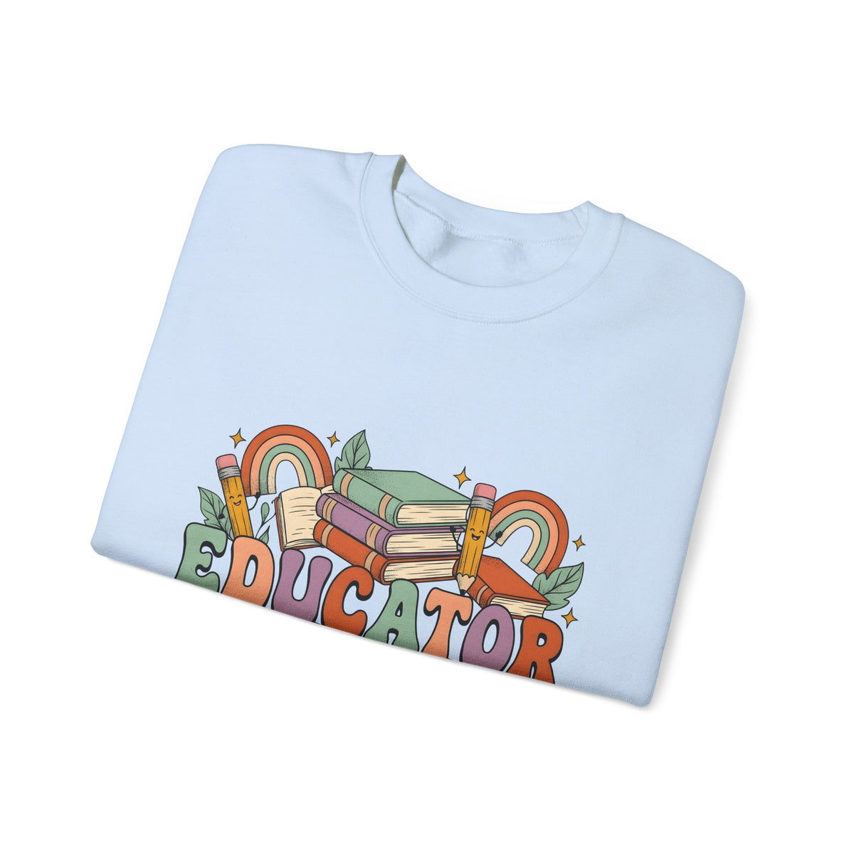 Books Pencils Sweatshirt Teacher School Gift Women Cartoon Sweatshirt Stationery Sweatshirt Educator Enthusiast Comic Sweatshirt Classroom Graphic Retro