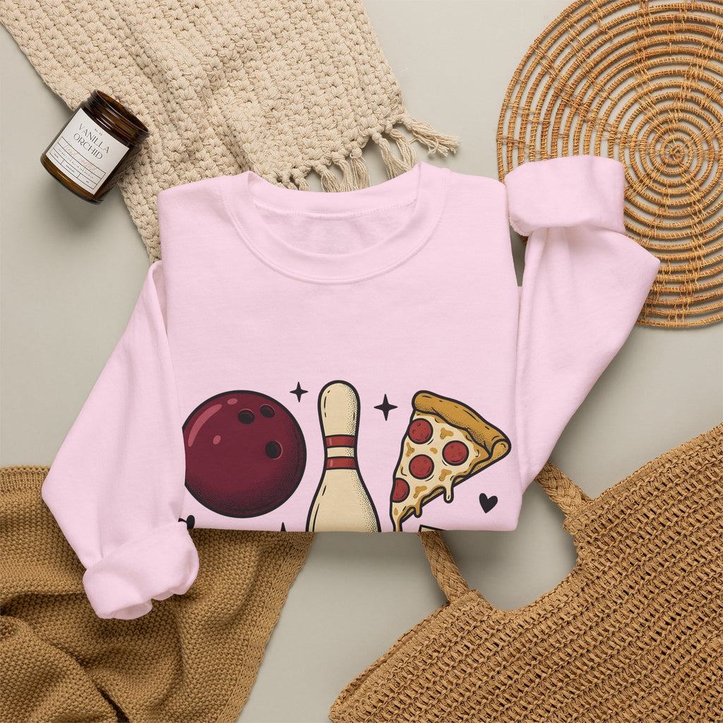 Bowling Ball Pins Sweatshirt Bowling Cuisine Gift Women Classic Sweatshirt Bowling Pins Sweatshirt Bowler Fan Vintage Sweatshirt Food Graphic Old School