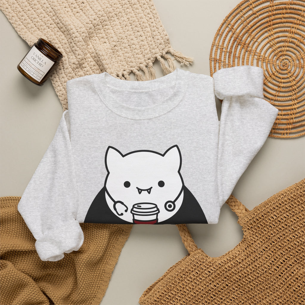 Vampire Coffee Sweatshirt Sweatshirt Nurses Fall Gift Women Cartoon Sweatshirt Coffee Cup Sweatshirt Nurse Enthusiast Comic Sweatshirt Autumn Graphic Clean Nurse