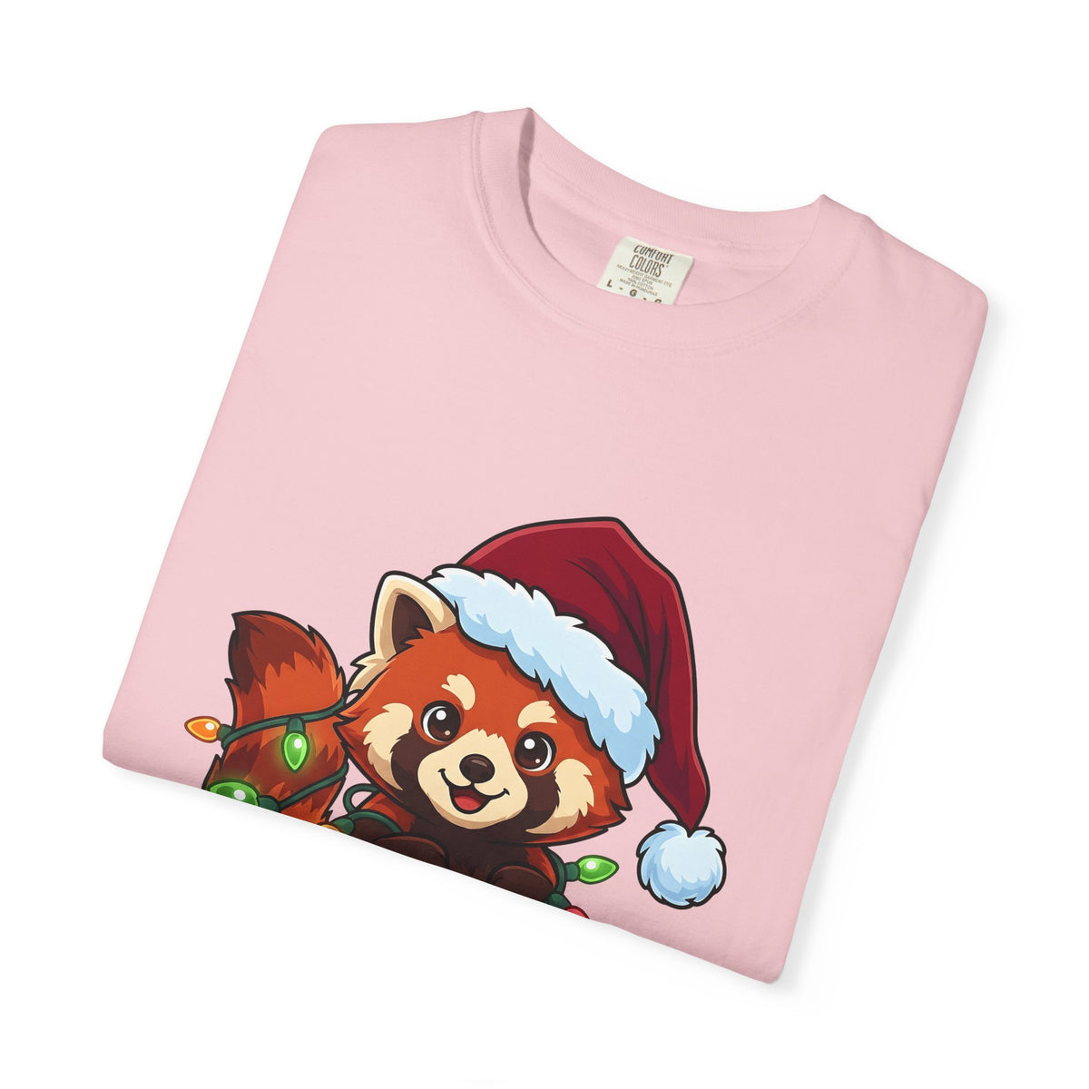 Red Panda Animals Festive Gift Chibi Panda Wildlife Fan Cartoon Holiday Animated Xmas Lights T-Shirt