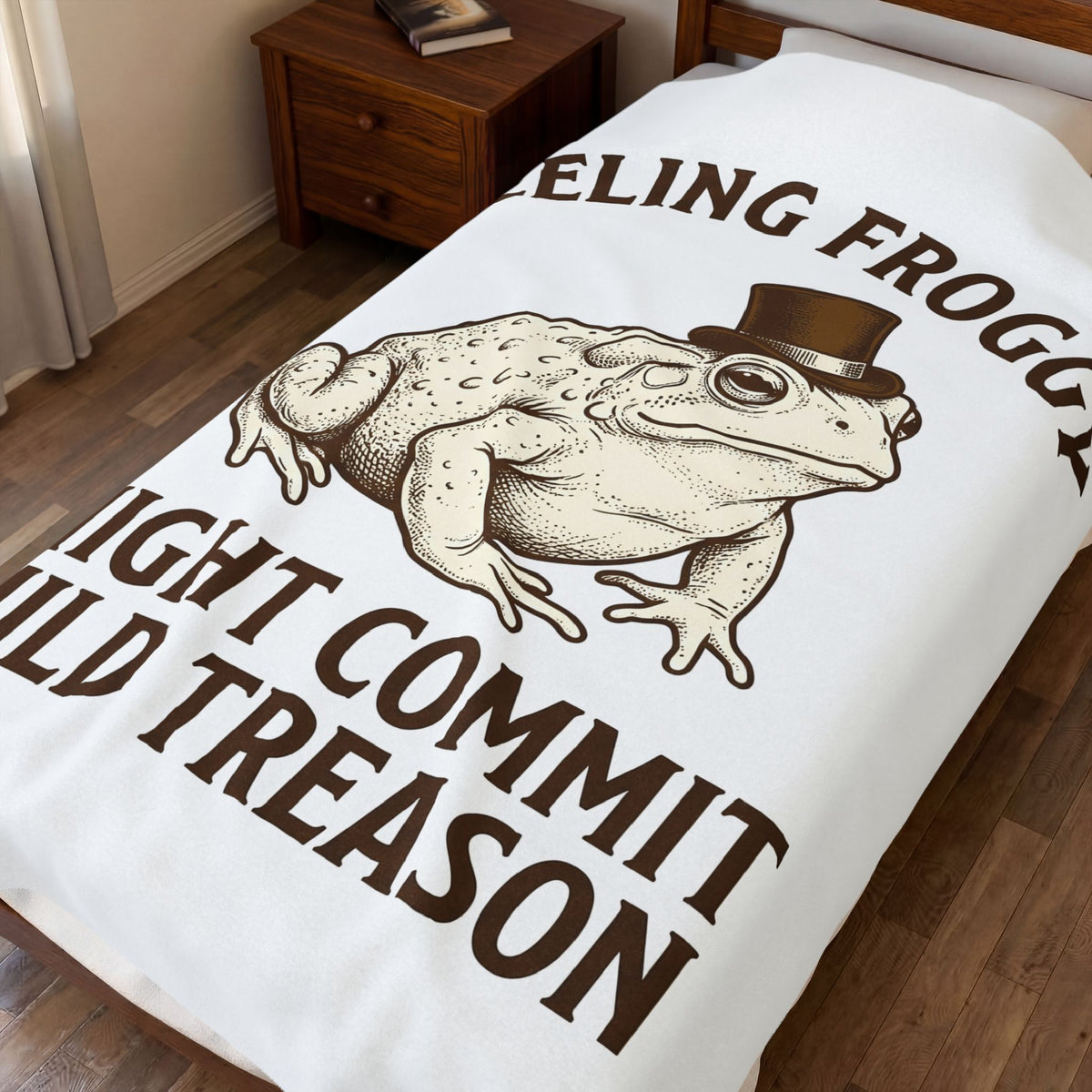 Toad Top Hat Blanket Funny Animal Gift Women Vintage Blanket Frog Blanket Humor Fan Retro Blanket Creature Graphic Hand Drawn Animal Humor Blanket