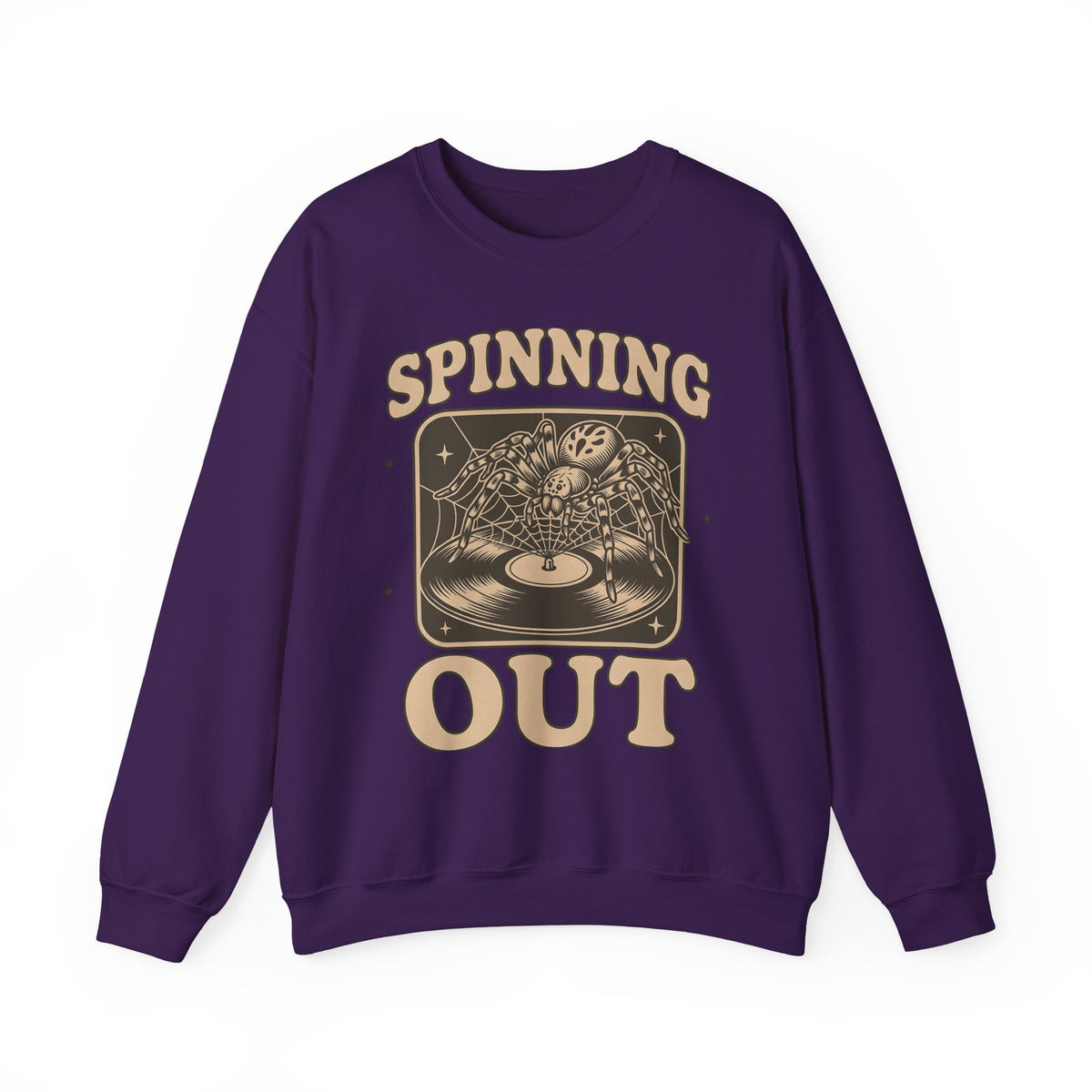 Arachnid Record Player Sweatshirt Halloween Gear Gift Women Throwback Sweatshirt Vinyl Player Sweatshirt Horror Fan Retro Sweatshirt Equipment Graphic Classic