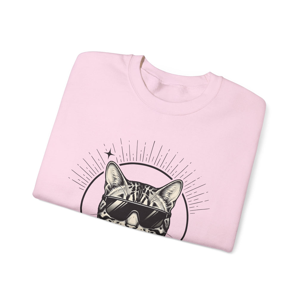 Stylish Cat Sweatshirt Cat Joke Gift Women Illustrative Sweatshirt Kitty Sweatshirt Feline Fan Catty Graphic Old School Cool Glasses Sweatshirt