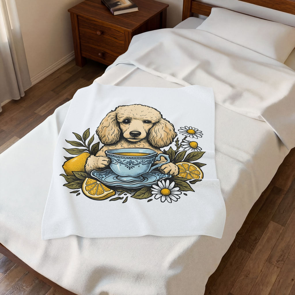 Poodle Tea Blanket Blanket Dog Flower Gift Women Retro Blanket Tea Cup Blanket Canine Fan Poodle Blanket Blanket Floral Graphic Sketch Citrus Blanket