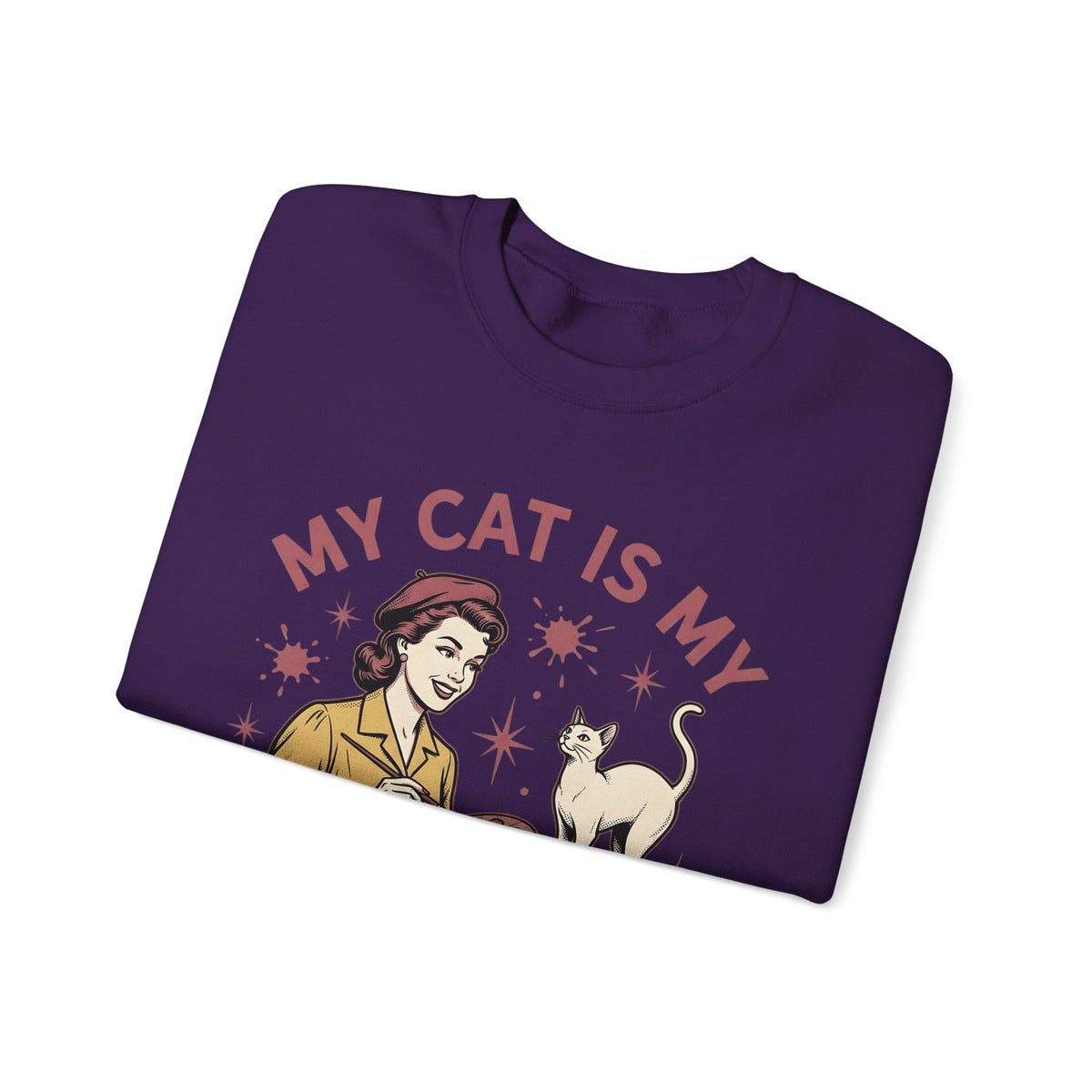 Kitty Artist Sweatshirt Cat Fauna Gift Women Antique Sweatshirt Cat Lady Sweatshirt Feline Fan Vintage Sweatshirt Wildlife Graphic Heritage Art Palette Sweatshirt