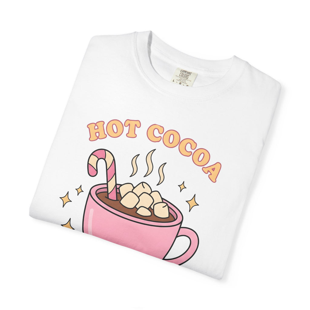 Hot Chocolate Cup Cocoa Winter Gift Line Mug Chocolate Fan Drawing Nostalgic White Marshmallows T-Shirt