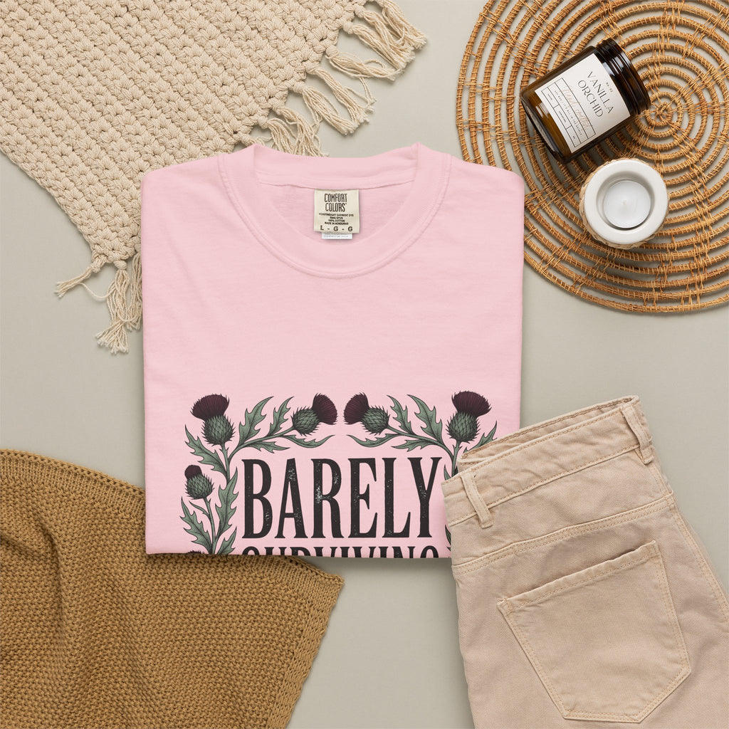 Thistle Flower Graphic T-Shirt Mom Humor Gift Women Botanical T-Shirt Thistle T-Shirt Mother Fan Illustrative T-Shirt Sarcastic Graphic Vintage