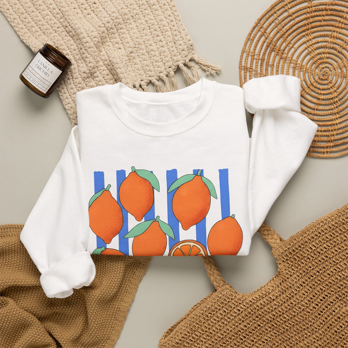 Lemon Fruit Sweatshirt Drinks Vacation Gift Women Cartoon Sweatshirt Citrus Sweatshirt Beverage Fan Cocktail Graphic Classic Orange Segment Sweatshirt
