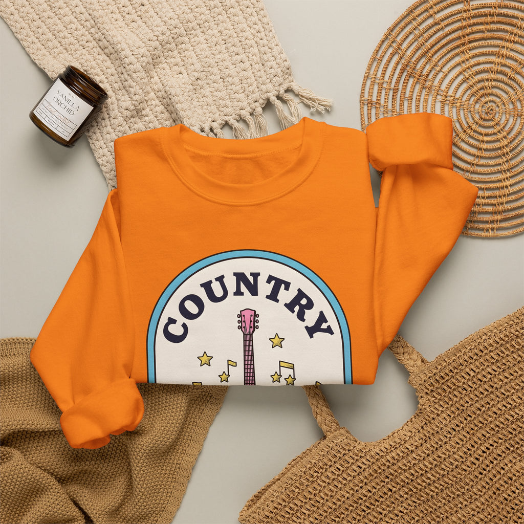 Pastel Guitar Sweatshirt Cowgirl Sound Gift Women Antique Sweatshirt Guitar Sweatshirt Rodeo Fan Vintage Sweatshirt Audio Graphic Nostalgic Twinkle Sweatshirt