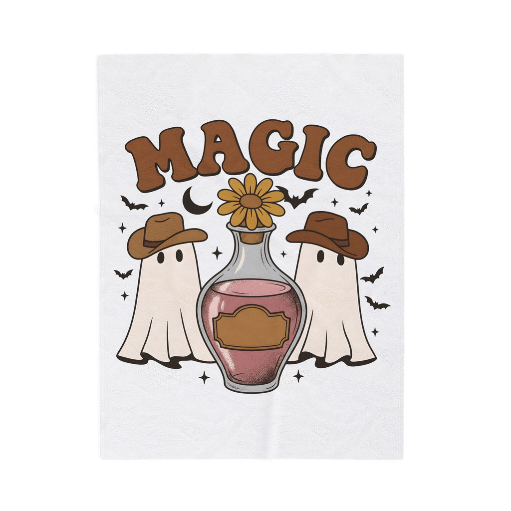 Cowboy Ghosts Blanket Halloween Witchcraft Gift Women Vintage Blanket Specters Blanket Horror Fan Occult Graphic Blanket Retro Potion Bottle Blanket