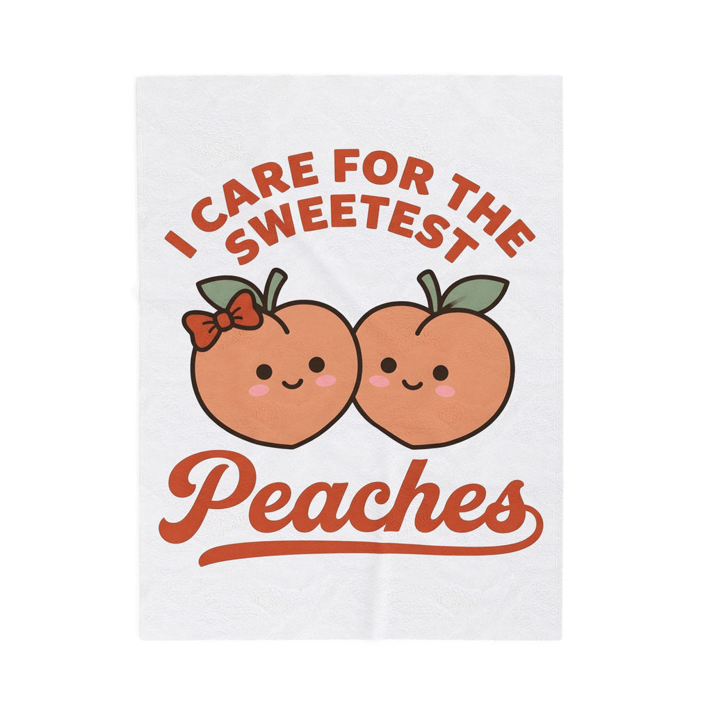 Adorable Peach Design Blanket Nurses Gratitude Gift Women Chibi Blanket Peach Blanket Nurse Enthusiast Cartoon Blanket Appreciation Graphic Comic