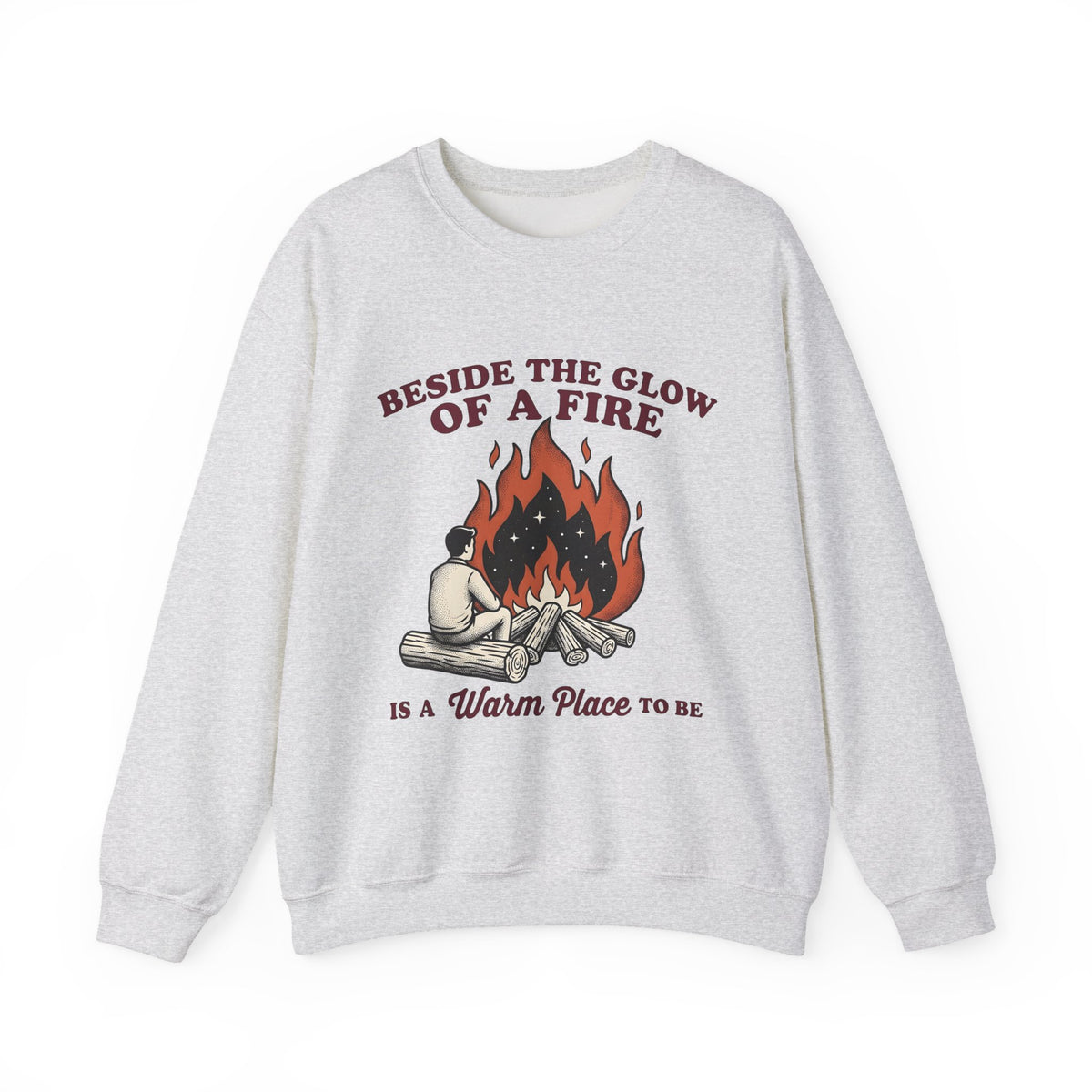 Campfire View Sweatshirt Camping Adventure Gift Women Line Art Sweatshirt Bonfire Sweatshirt Camper Fan Minimalist Sweatshirt Exploration Graphic Cartoon