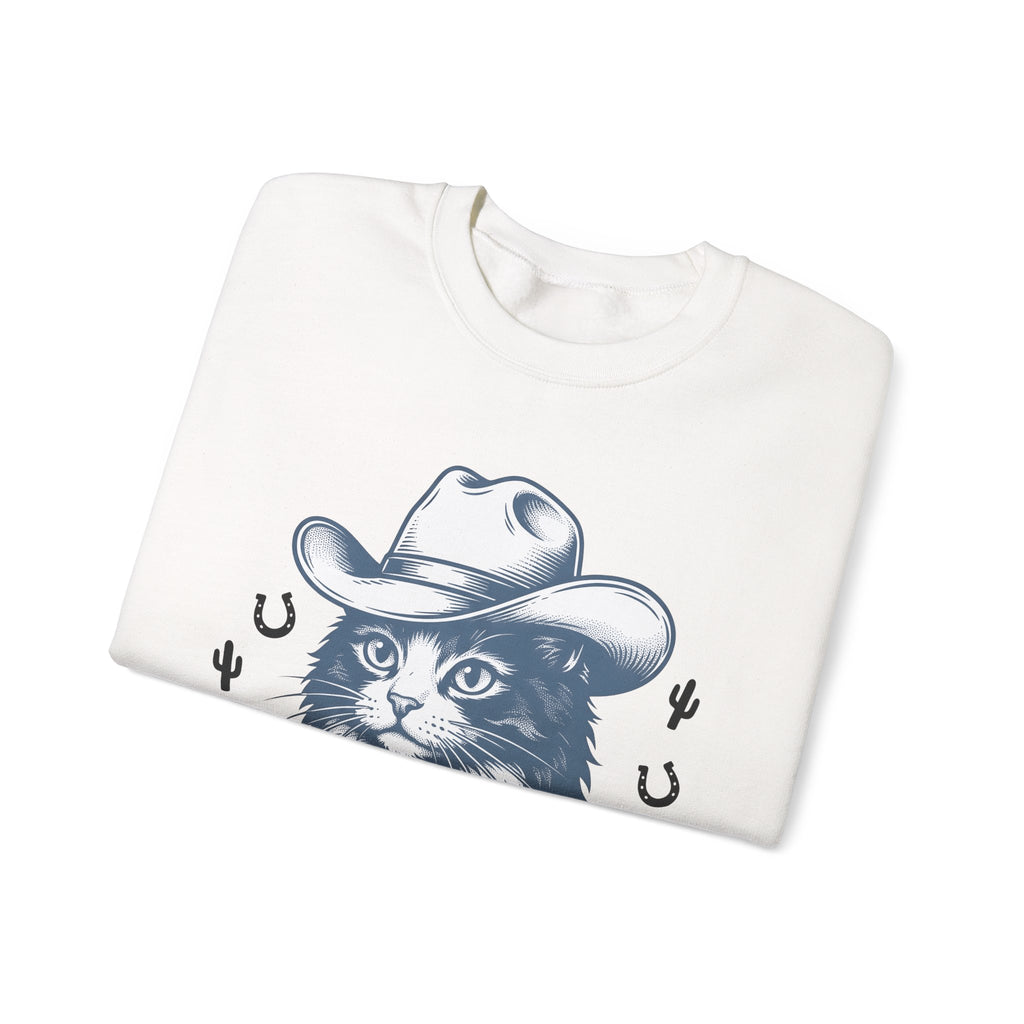 Western Cat Sweatshirt Cat Cowboy Gift Women Distressed Sweatshirt Kitty Sweatshirt Cat Fan Frayed Sweatshirt Rodeo Graphic Doodle Desert Plant Sweatshirt
