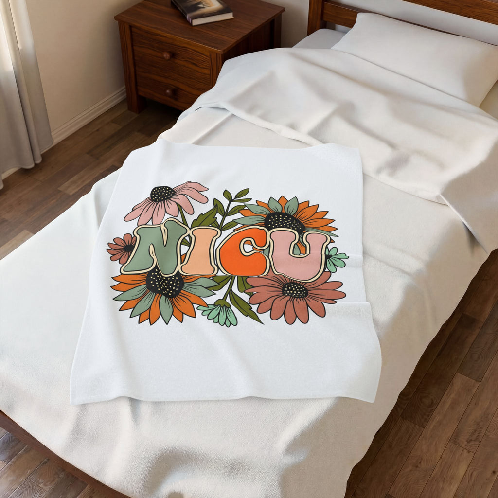 Flower Print Blanket NICU Nurse Healthcare Gift Women Hippie Blanket Floral Blanket Nurse Practitioner Enthusiast Bohemian Blanket Medical Graphic