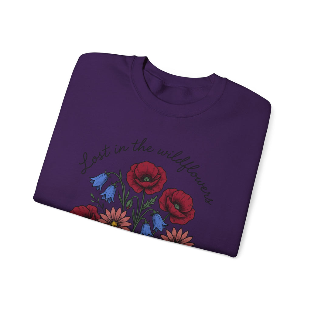 Meadow Flowers Sweatshirt Floral Garden Gift Women Plant Drawing Sweatshirt Wildflowers Sweatshirt Flower Fan Botanical Sweatshirt Yard Graphic Hand Drawn