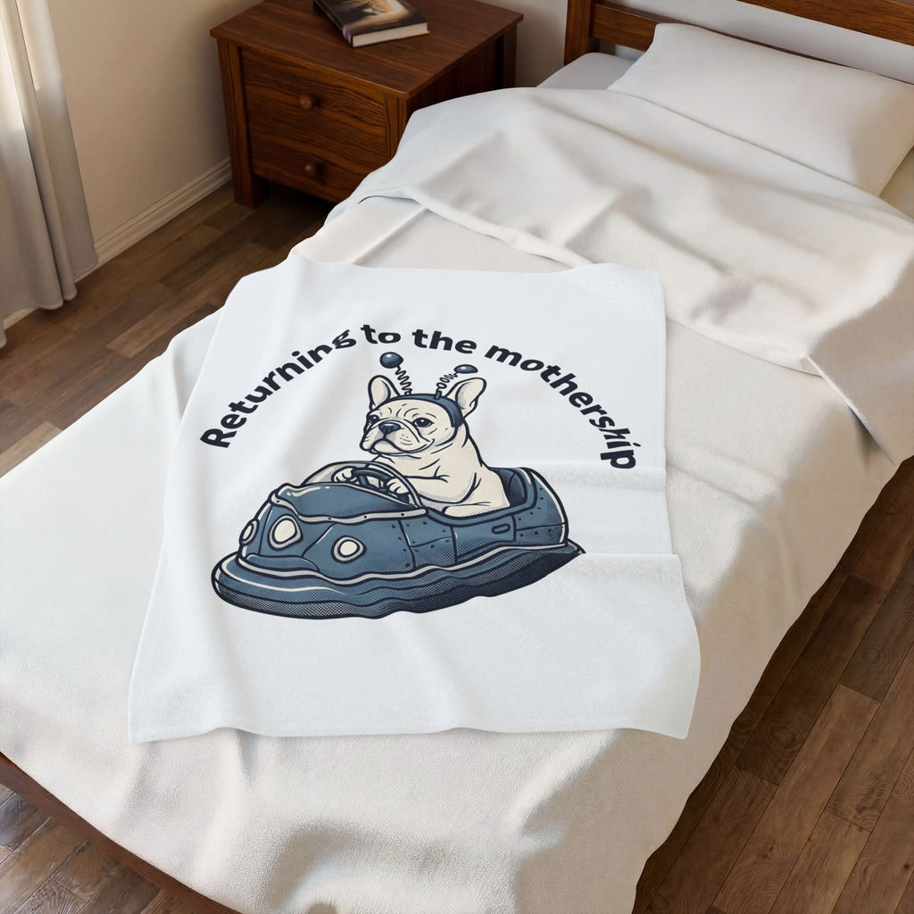 French Bulldog Rocket Blanket Dog Jokes Gift Women Cartoon Blanket Frenchie Blanket Dog Fan Toon Blanket Funny Graphic Vintage Satellite Blanket